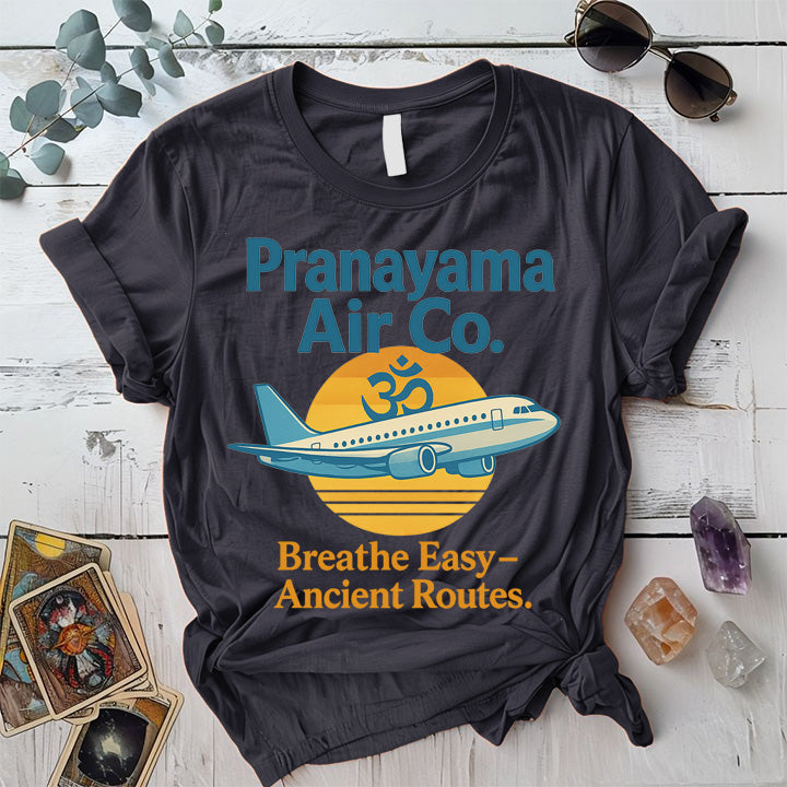 Pranayama Air Co Retro T-Shirt Mockup Dark Heather Grey