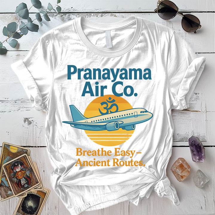 Pranayama Air Co Retro T-Shirt Mockup White