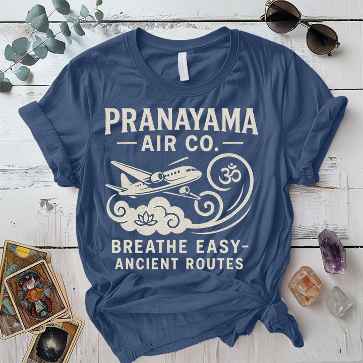 Pranayama Air Co T-Shirt Mockup Indigo Blue