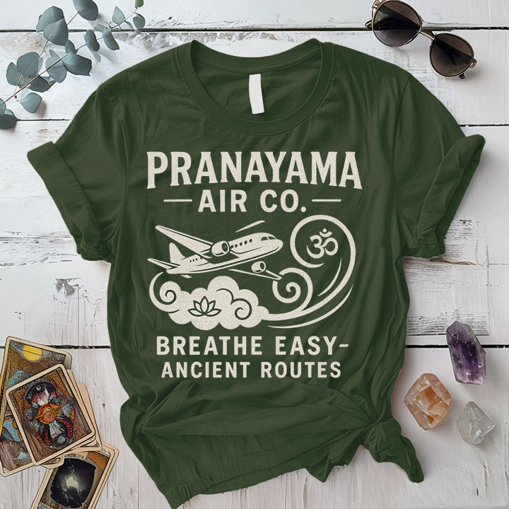 Pranayama Air Co T-Shirt Mockup Military Green