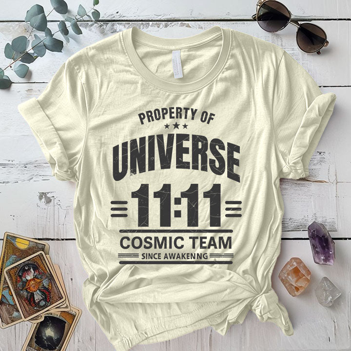 Property Of Universe T Shirt Natural Mockup