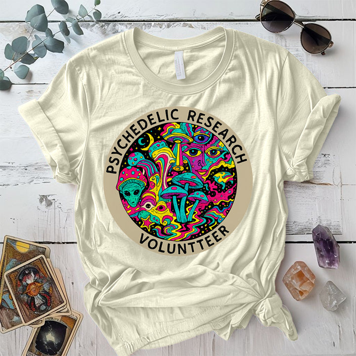Psychedelic Research Volunteer T-Shirt Mockup Natural