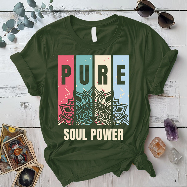 Pure Soul Power T-Shirt Mockup Military Green