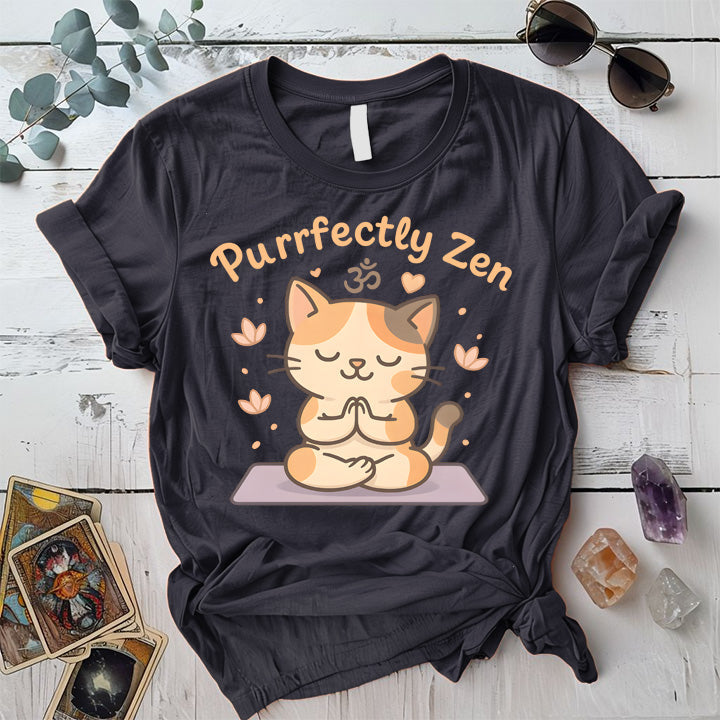 Purrfectly Zen T-Shirt Mockup Dark Heather Grey