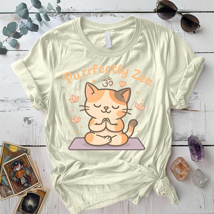 Purrfectly Zen T-Shirt Mockup Natural