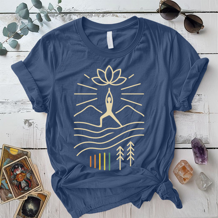 Radiant Warrior Horizon T-Shirt Mockup Indigo Blue