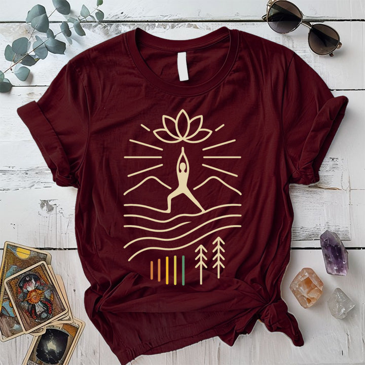 Radiant Warrior Horizon T-Shirt Mockup Maroon