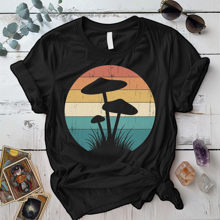 Retro Mushrooms T-Shirt Mockup Black