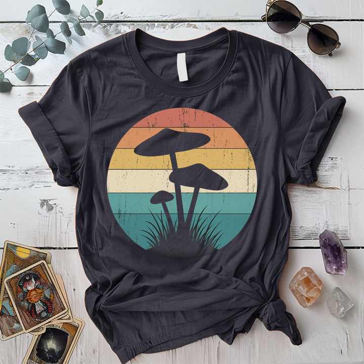 Retro Mushrooms T-Shirt Mockup Dark Heather Grey