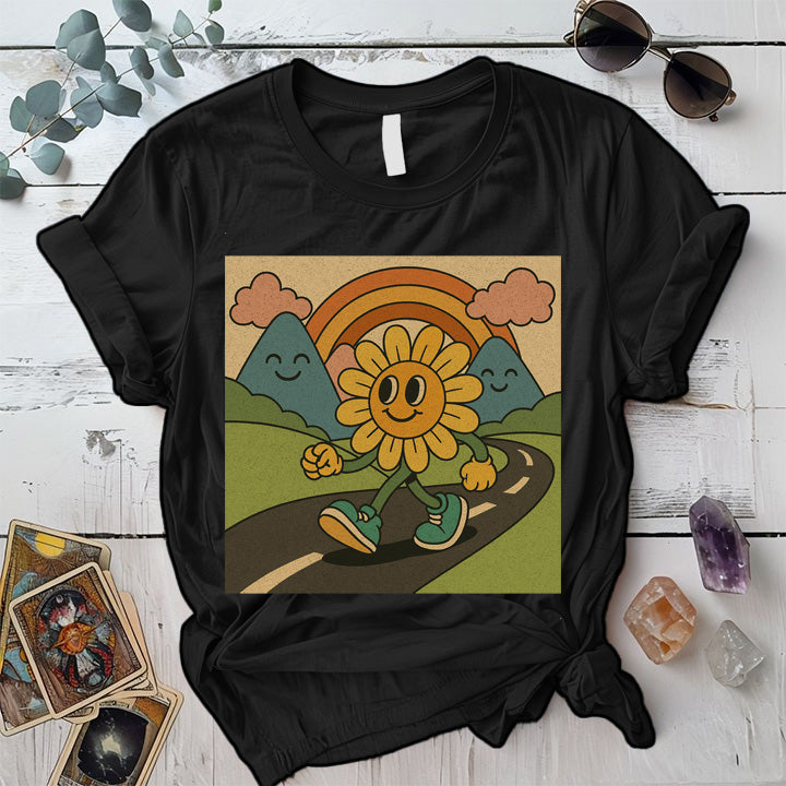 Retro Psychedelic Landscape T-Shirt Mockup Black