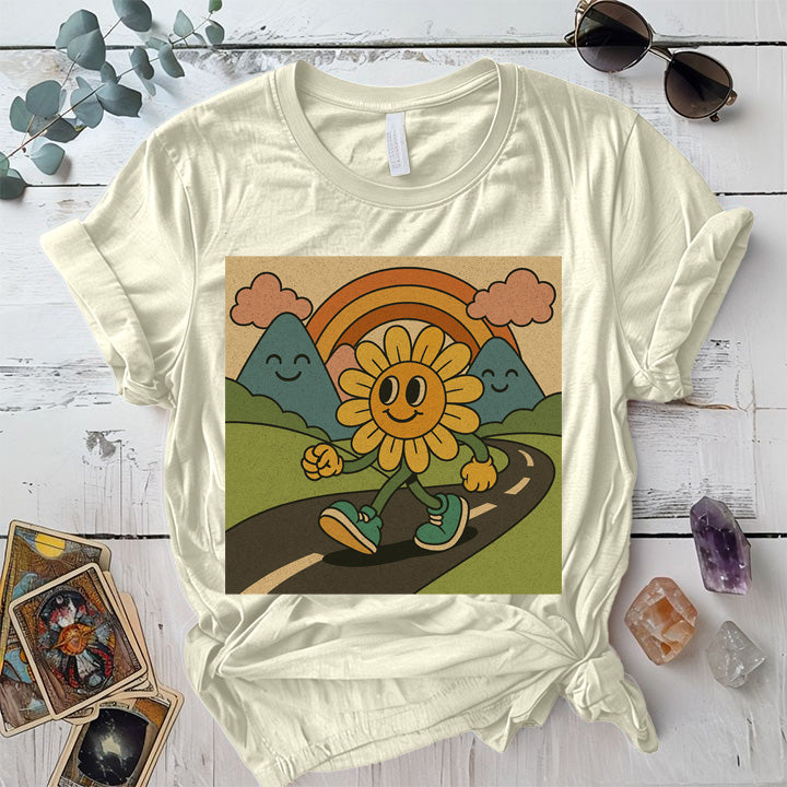 Retro Psychedelic Landscape T-Shirt Mockup Natural