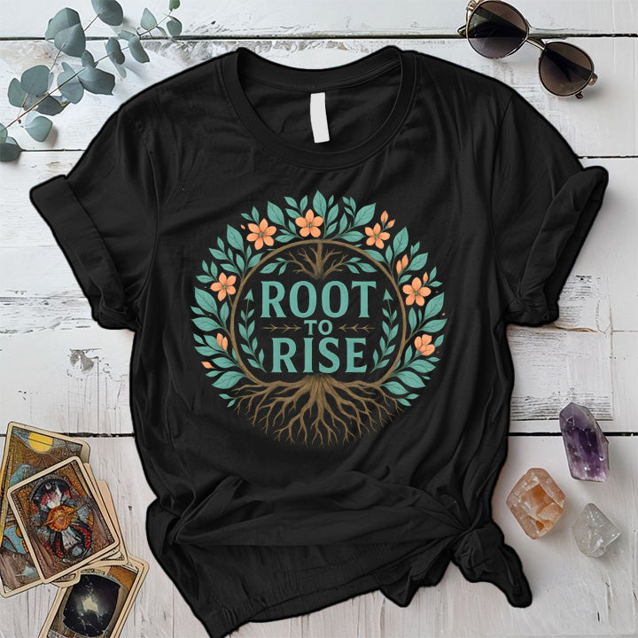 Root to Rise T-Shirt Mockup black