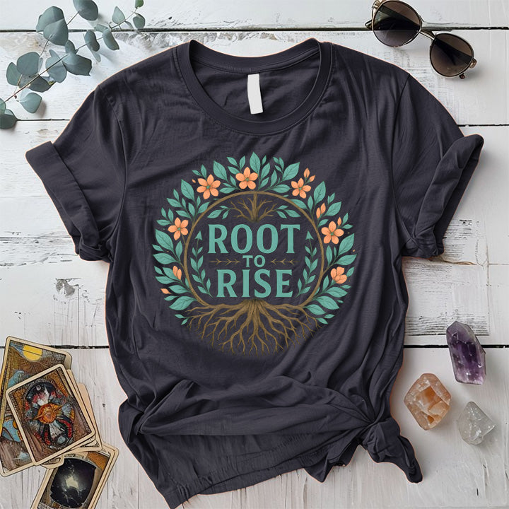 Root to Rise T-Shirt Mockup dark-heather-grey