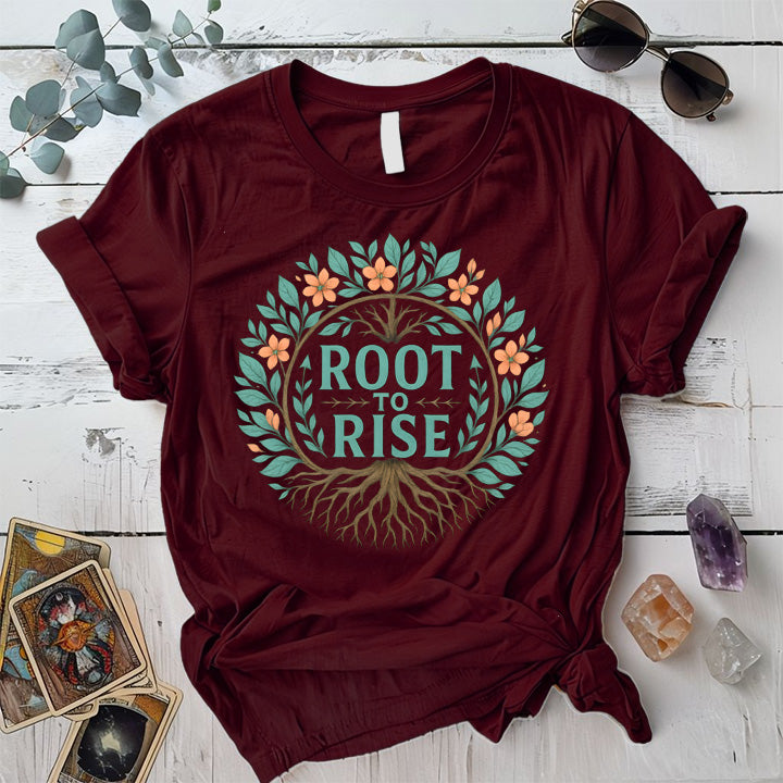 Root to Rise T-Shirt Mockup maroon