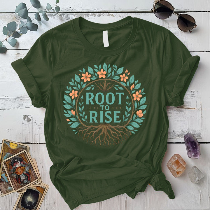 Root to Rise T-Shirt Mockup military-green