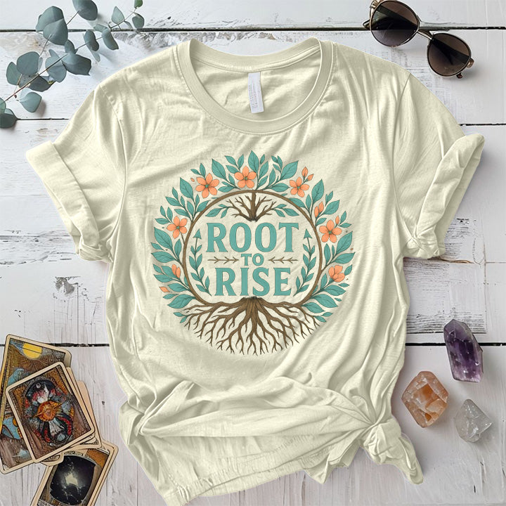 Root to Rise T-Shirt Mockup natural