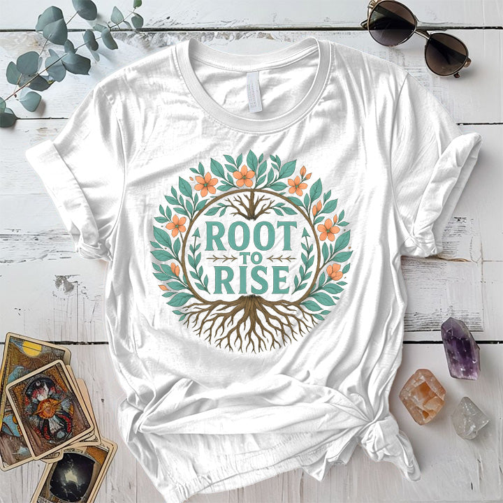 Root to Rise T-Shirt Mockup white