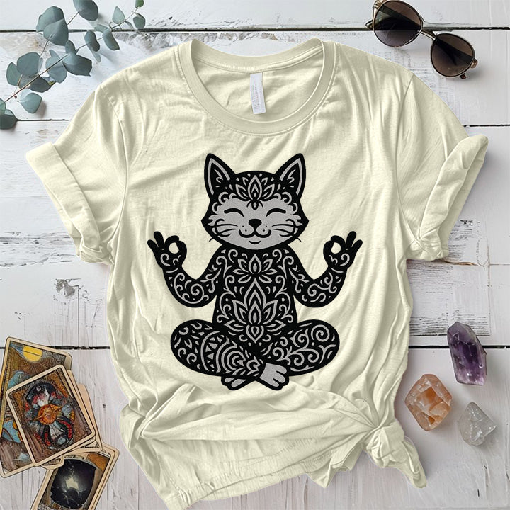 Sacred Fox Meditation T-Shirt Mockup Natural
