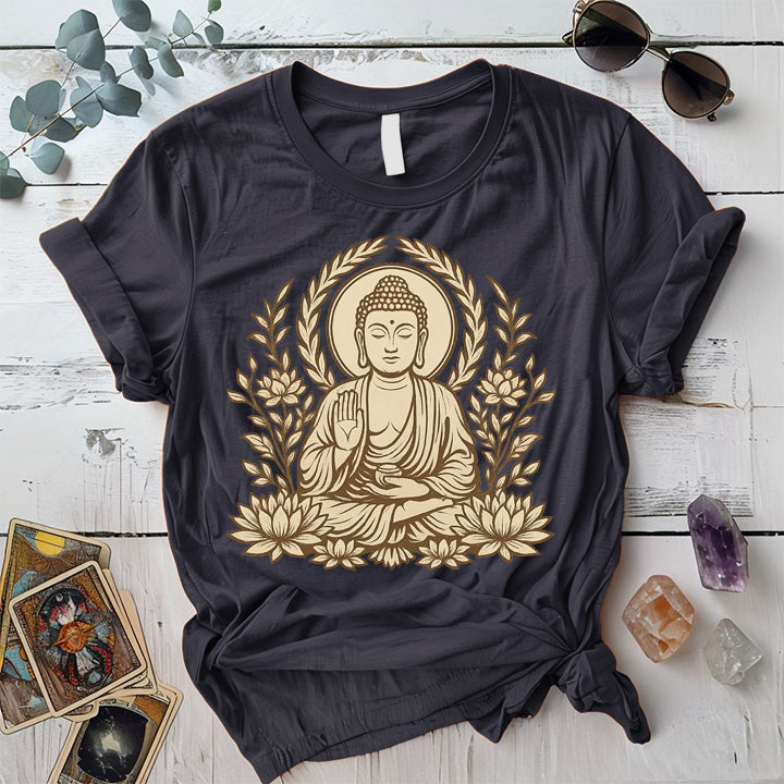 Sacred Lotus Guardian T-Shirt Mockup Dark Heather Grey