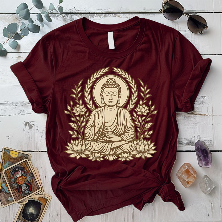 Sacred Lotus Guardian T-Shirt Mockup Maroon
