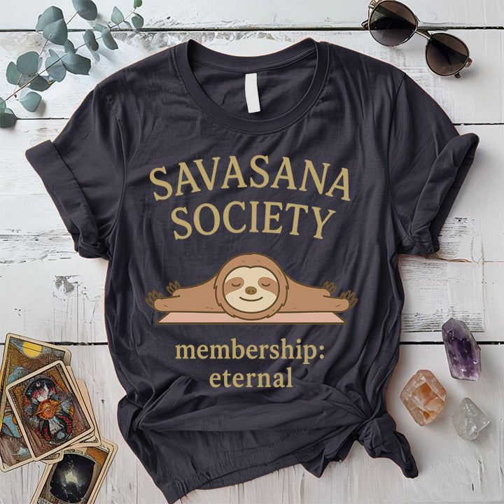 Savasana Society T-Shirt Mockup Dark Heather Grey