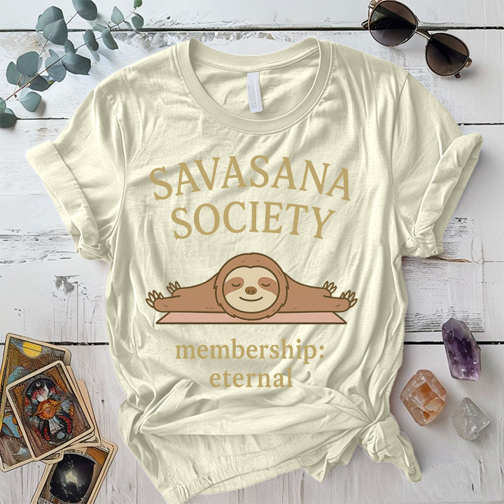 Savasana Society T-Shirt Mockup Natural