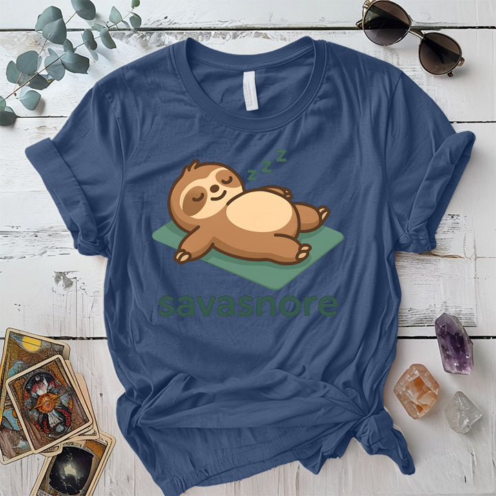Savasnore Sloth T-Shirt Mockup Indigo Blue