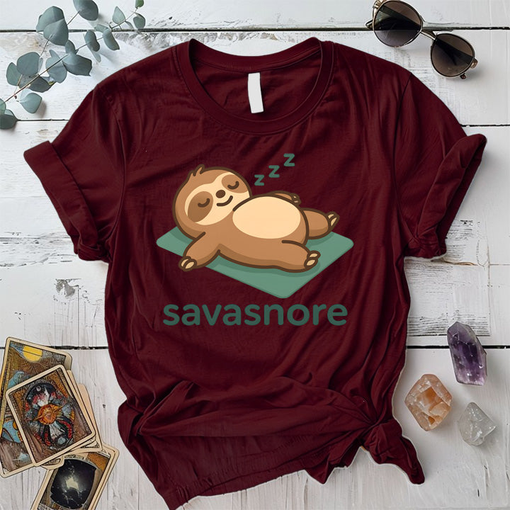 Savasnore Sloth T-Shirt Mockup Maroon