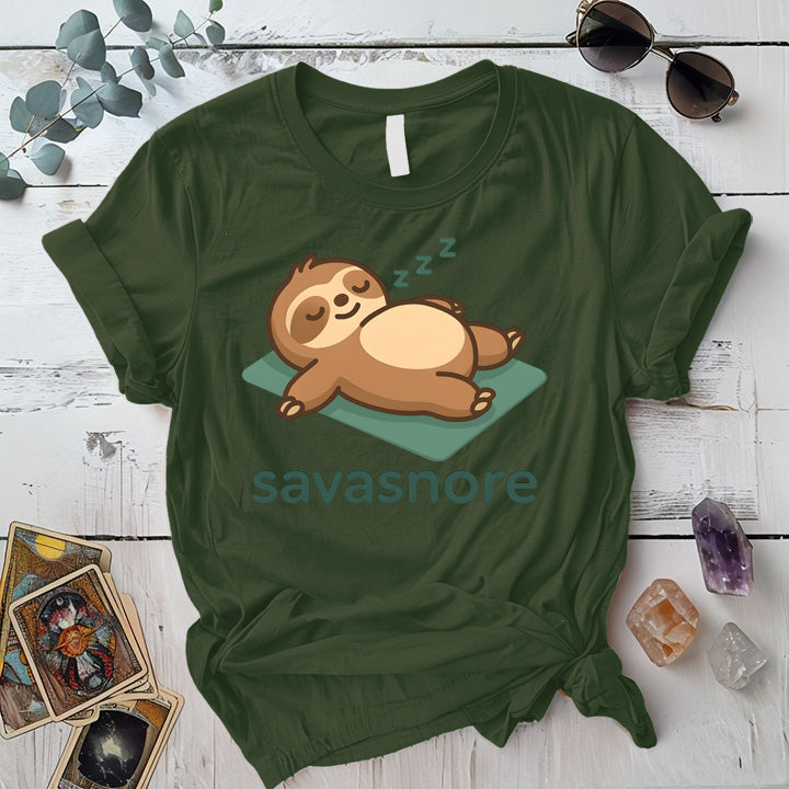 Savasnore Sloth T-Shirt Mockup Military Green