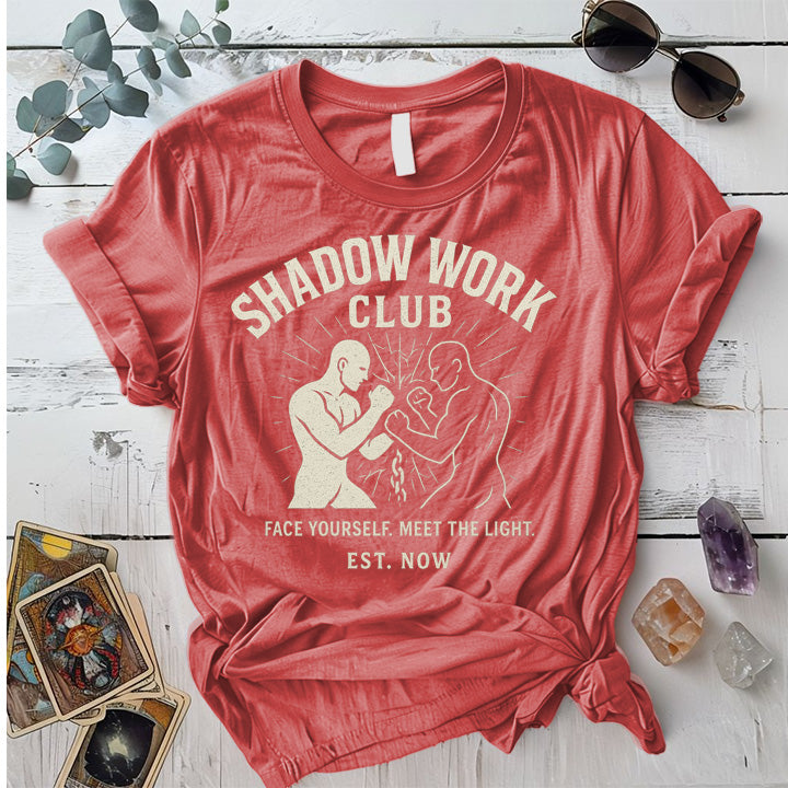 Shadow Work Club T-Shirt Mockup Coral Silk