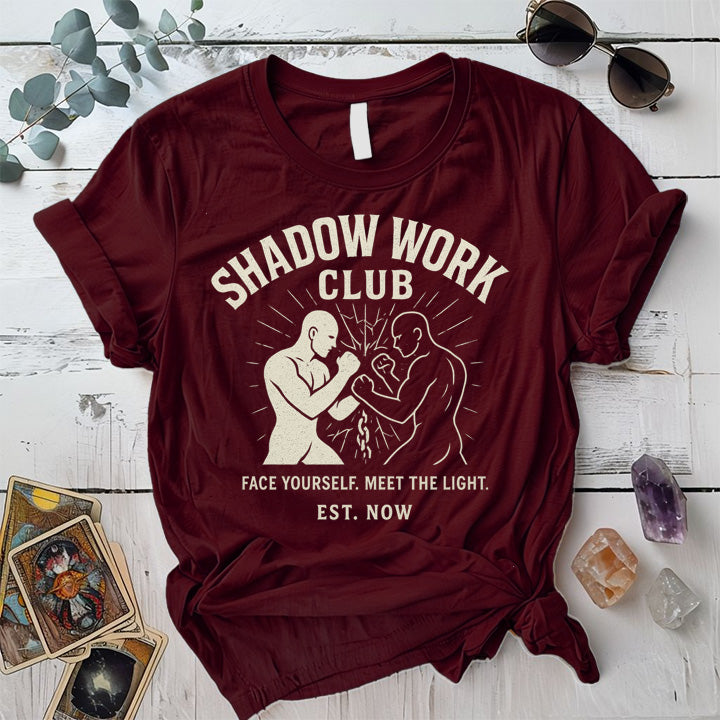 Shadow Work Club T-Shirt Mockup Maroon