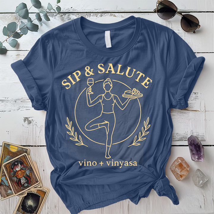 Sip and Salute T-Shirt Mockup indigo-blue
