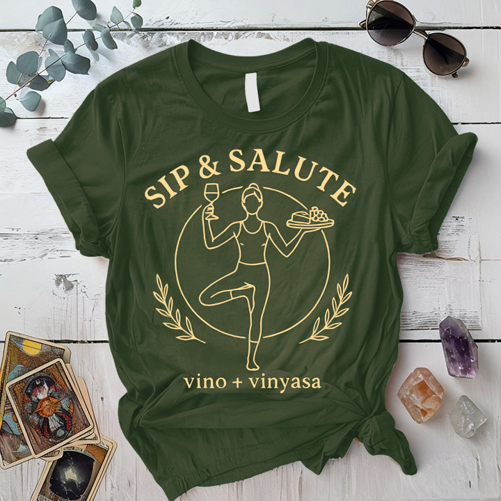 Sip and Salute T-Shirt Mockup military-green