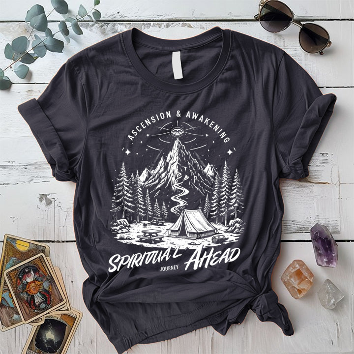 Spiritual Journey Ahead T Shirt Dark Heather Grey Mockup