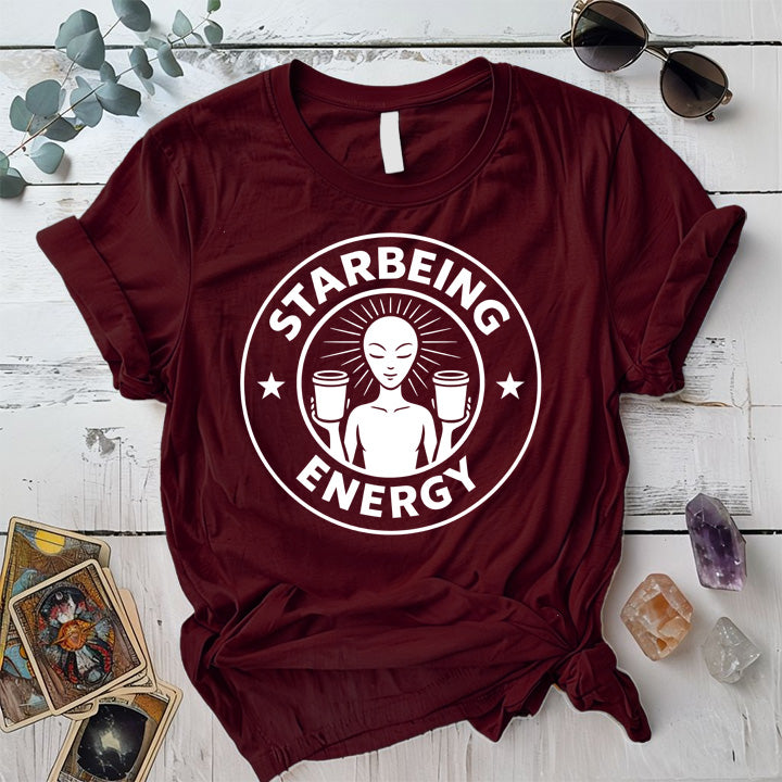 Star Being Energy T-Shirt Mockup maroon