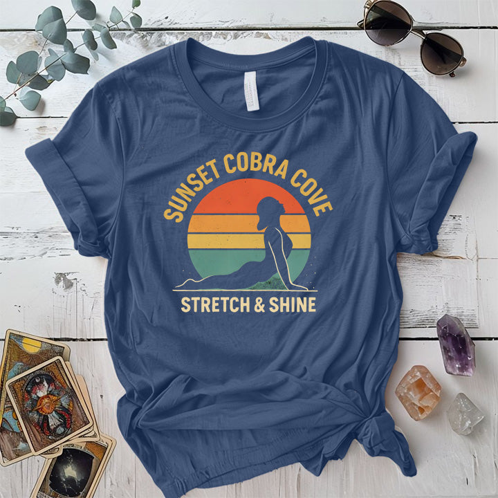 Sunset Cobra Cove T-Shirt Mockup Indigo Blue