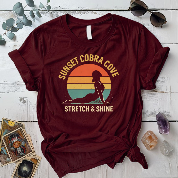 Sunset Cobra Cove T-Shirt Mockup Maroon