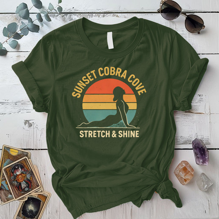 Sunset Cobra Cove T-Shirt Mockup Military Green
