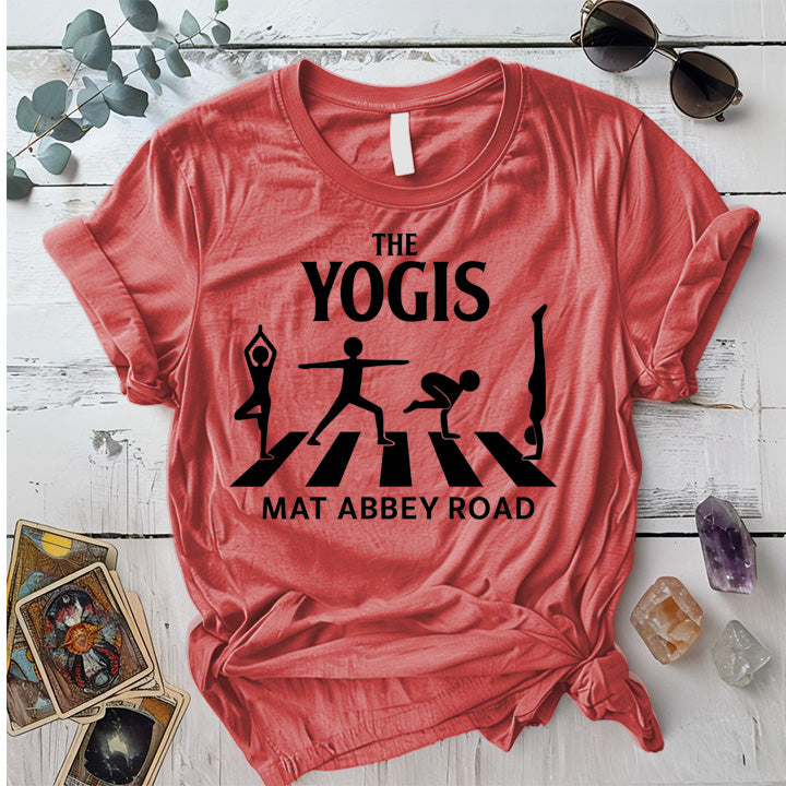 The Yogis Abbey Road T-Shirt Mockup coral-silk