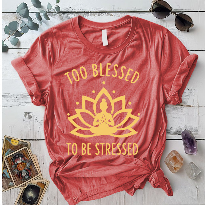 Too Blessed To Be Stressed T-Shirt Mockup Coral Silk