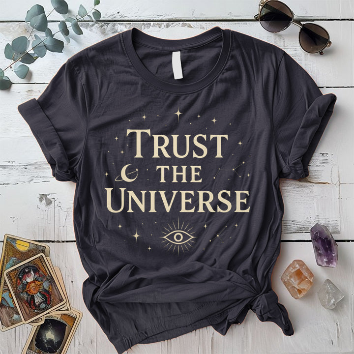 Trust The Universe T-Shirt Mockup Dark Heather Grey