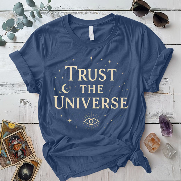 Trust The Universe T-Shirt Mockup Indigo Blue