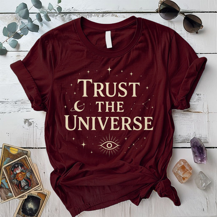 Trust The Universe T-Shirt Mockup Maroon