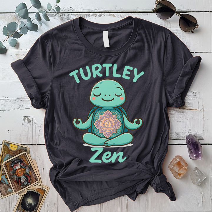 Turtley Zen T-Shirt Mockup Dark Heather Grey