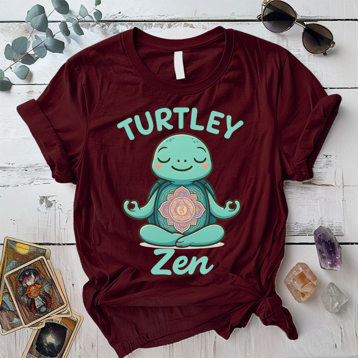 Turtley Zen T-Shirt Mockup Maroon