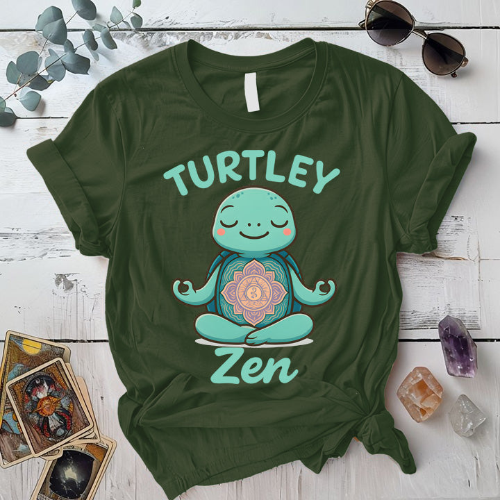 Turtley Zen T-Shirt Mockup Military Green