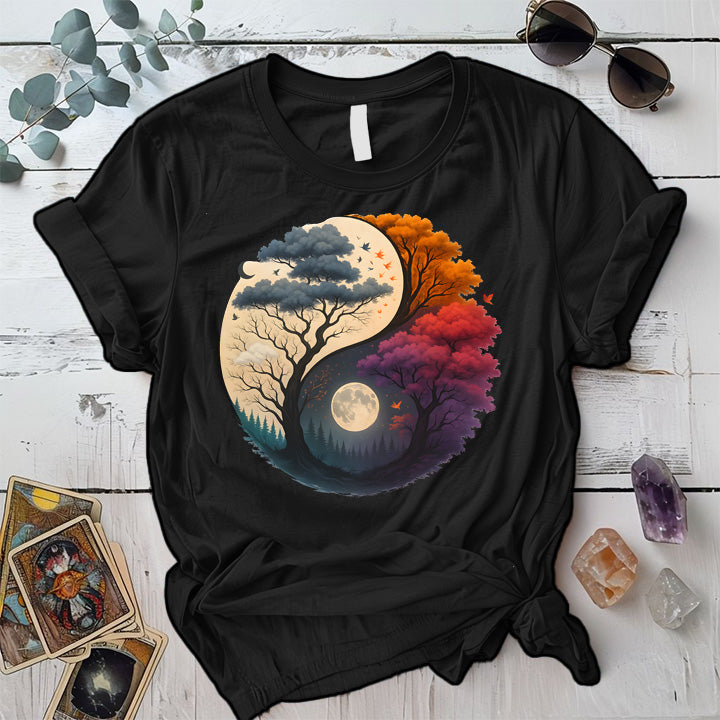 Twilight Dreamscape Yin-Yang T-Shirt Mockup Black