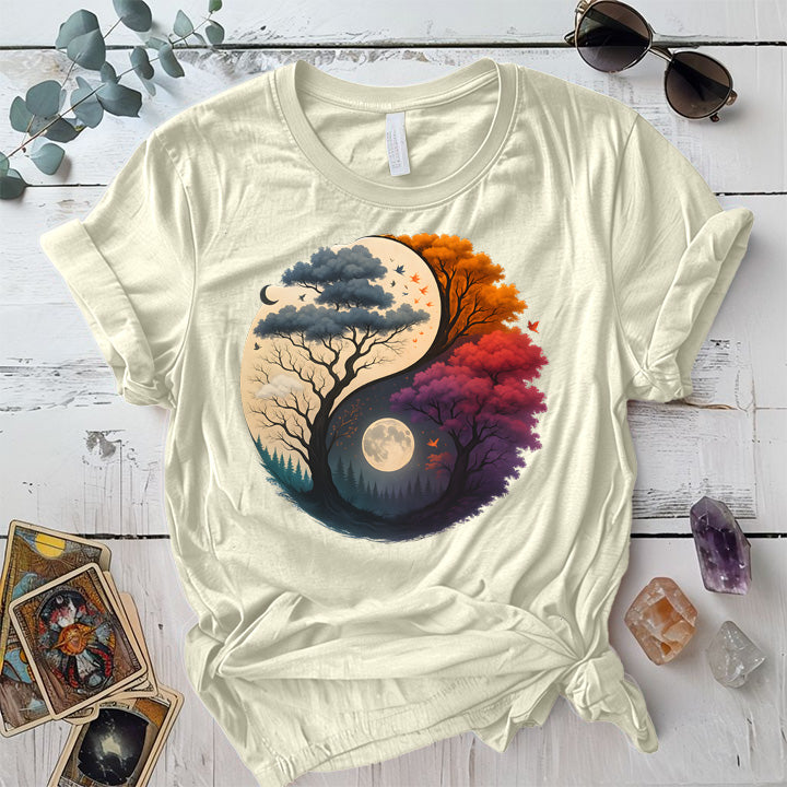Twilight Dreamscape Yin-Yang T-Shirt Mockup Natural