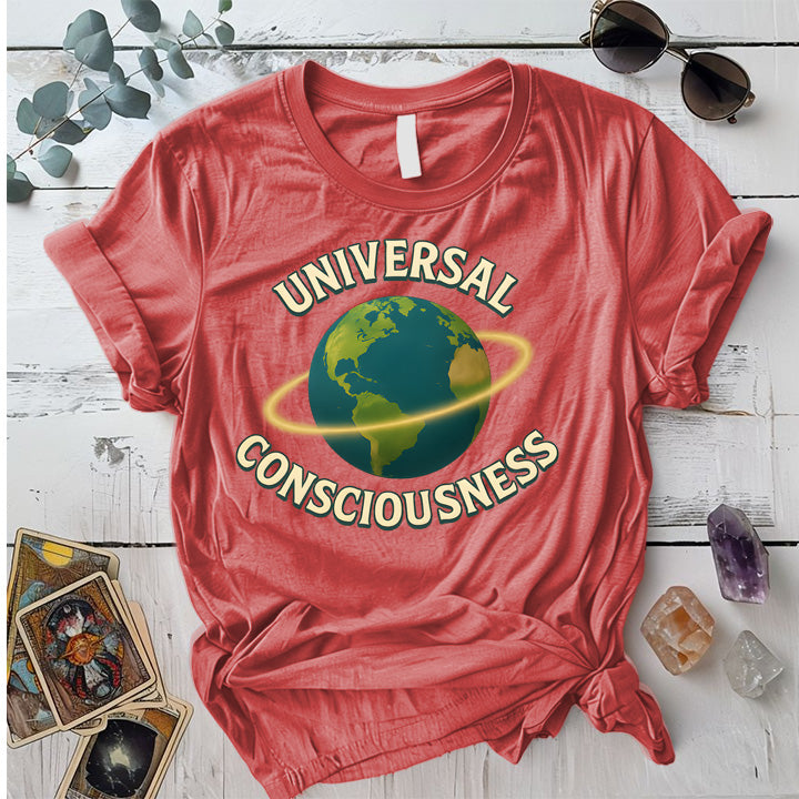 Universal Consciousness T-Shirt Mockup Coral Silk