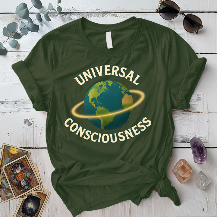 Universal Consciousness T-Shirt Mockup Military Green